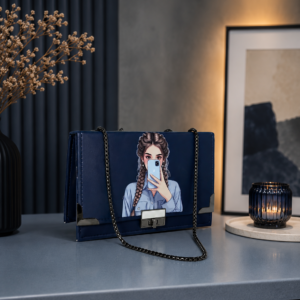Midnight Blue Girl Art Crossbody Bag