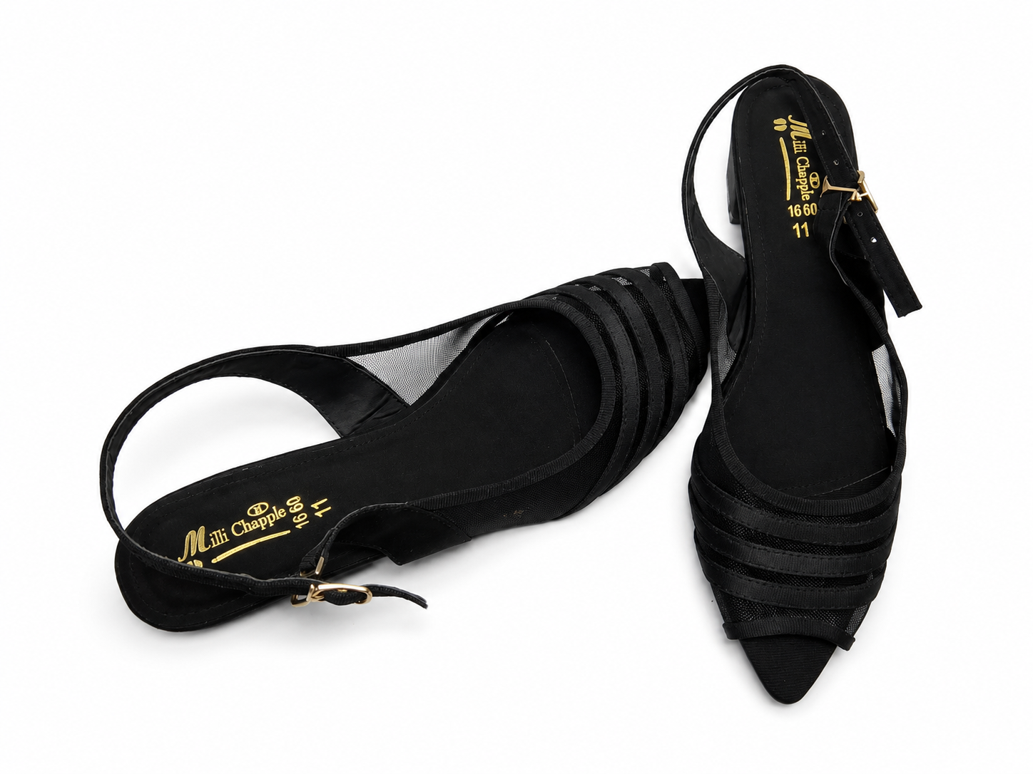 Midnight Elegance Mesh Slingback Flats - Image 4