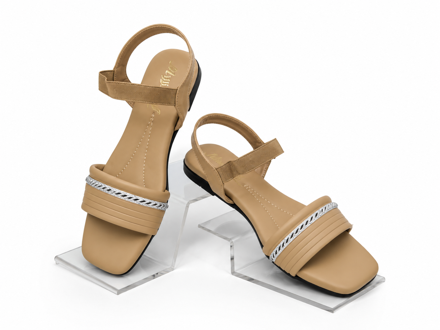 Nude Elastic Back Sandals - Image 4