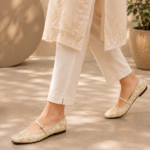 Ivory Embroidered Mary Jane Flats