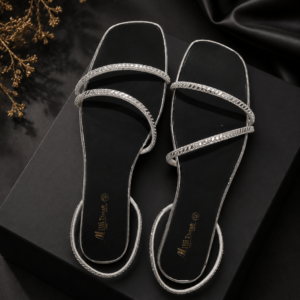 Crystal Grace Black Slingback Flats