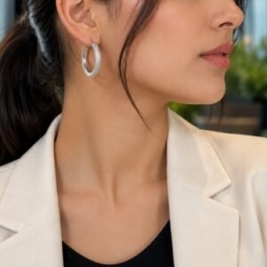 Silver Textured Hoop Earrings