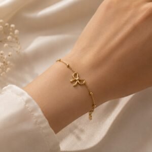 Golden Bow Charm Bracelet