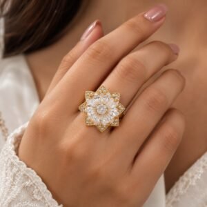 Luxury Floral Crystal Ring