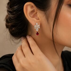 Floral Crystal Drop Earrings