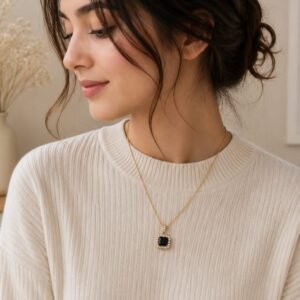 Black Crystal Pendant Necklace
