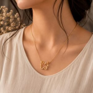 Gold Butterfly Outline Pendant